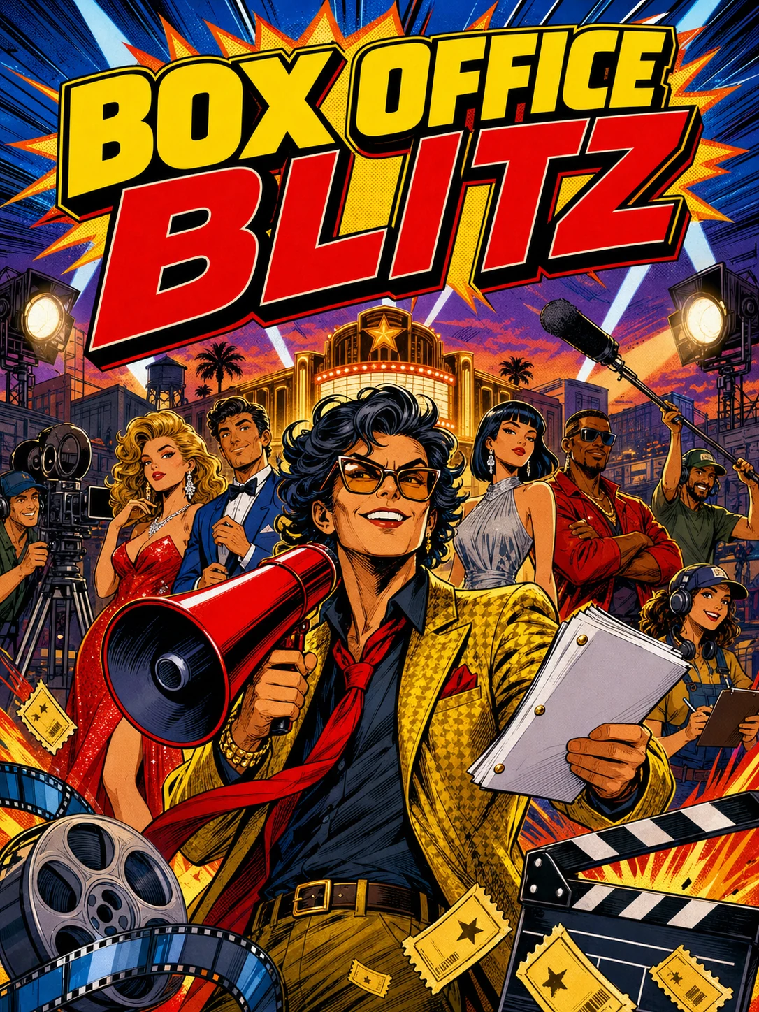 Box Office Blitz comic-book cover artwork