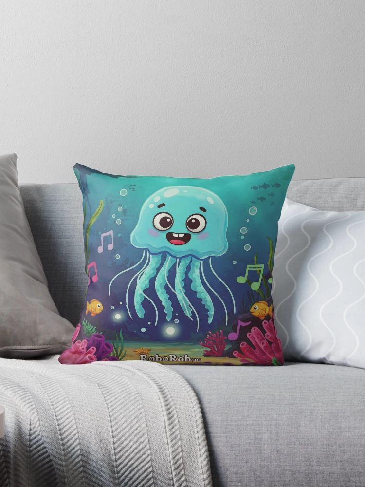 Qualle RoboRob001 album-cover throw pillow